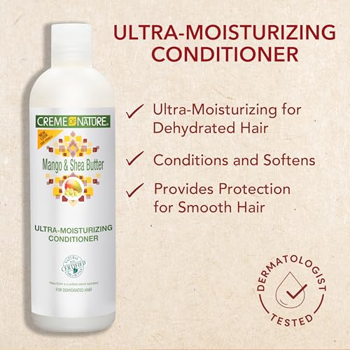 Creme of Nature Conditioner with Mango & Shea Butter, Ultra Moisturizing for Dry Dehydrated Hair, 12 Fl Oz (Pack of 2)
