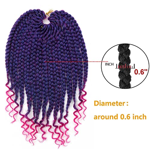 10 Inch Crochet Box Braids with Curly Ends - Purple & Pink Variations