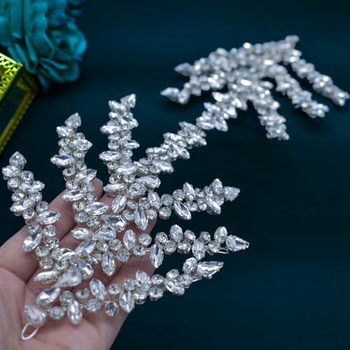 Mpoikba Silver Bridal Headband with Rhinestones, Wedding Hair Accessory for Brides