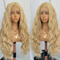 Ash Blonde Long Body Wave Lace Front Synthetic Wig 24 Inch for Women - Heat Resistant Fiber