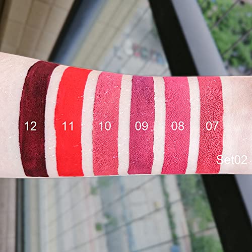 KARNAR 6Pcs Lipstick Matte Liquid Lipstick Lipgloss Set for Women labiales mate 24 horas originales matte larga duracion 24 Deep Red Original 24 Hour Lipstick Lip Stain Long Lasting Waterproof