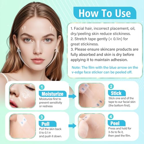 Face Lift Tape,Face Neck Tape Lifting Invisible,172pcs Instant Facelift Tape for Facial,Turkey Neck Jowls,Eyes Loose Skin,Double Chin,Wrinkles,Sagging Skin Tightening,V-Edge Face Necks Less Strip