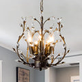 Vintage 5 Light Crystal Chandelier D11.1 - Aged Bronze Tree Branch Design, Adjustable Length, WillWant