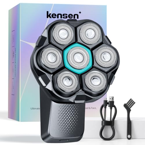 Kensen 7D Electric Head Shaver for Bald Men - Black, Waterproof Wet Dry Razor