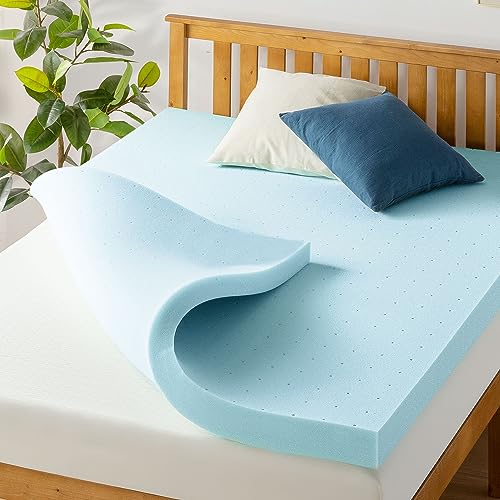 4 Inch Ventilated Memory Foam Mattress Topper - Short Queen, Cooling Gel Infusion, CertiPUR-US Certified