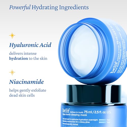 belif Overnight Skin Reset Duo - Aqua Bomb Sleeping Mask & Super Knights Multi Vitamin Mask with Niacinamide and Vitamin Complex for Intensive Hydration and Radiant Glow