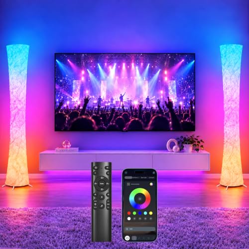 RGB Corner Floor Lamp 2Pcs - Modern LED Uplight with Remote & App Control