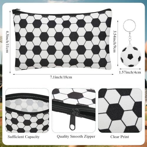36 Pcs Soccer Team Gifts Sets Bulk Soccer Party Favors 13.5oz Reusable Plastic Tumbler Cups with Lid and Straw Cosmetic Bags Keychains for Sports Birthday Party Supplies Decor