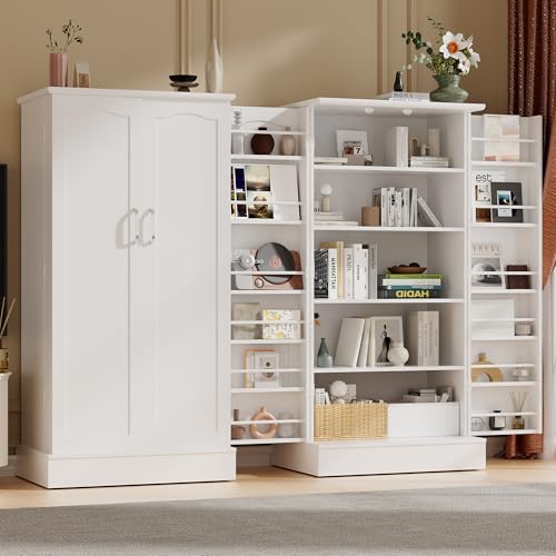 47-Inch Freestanding Kitchen Pantry Cabinet with Adjustable Shelves - Off White, 26"W x 16"D x 47"H