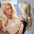 Dofami Lumi Blonde 13x4 Synthetic Lace Front Wig with Middle Part - Blonde #R10119, 26 Inch, Glueless, Natural Look