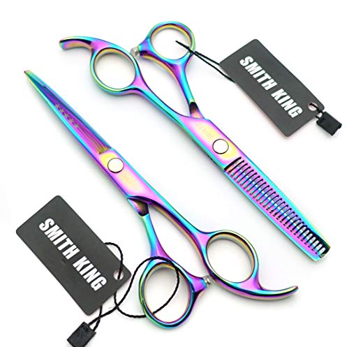 Smithking Rainbow 5.5 Inch Hair Cutting Scissors Set with Thinning Shears & Case