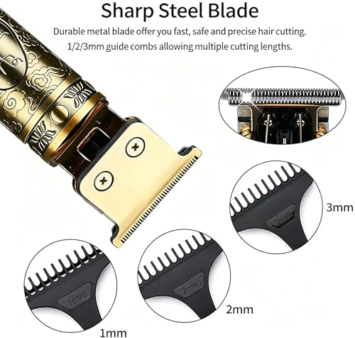 Men's Beard Trimmer with Zero Gap T-Blade, Cordless Hair & Beard Grooming Kit
