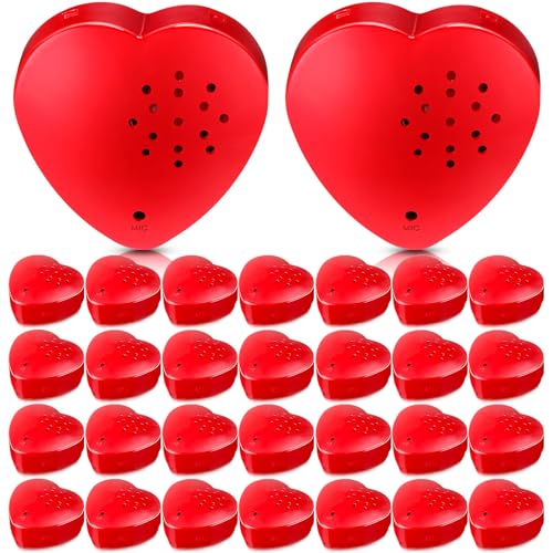 30 Pack Heart Sound Recorders for Stuffed Animals & DIY Gifts - Red