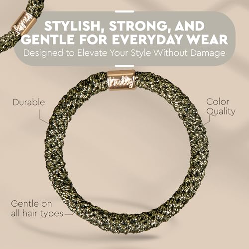 Knotty Luxe Hair Ponytail Holders Set with Metallic Details - Brown, 12 Pack