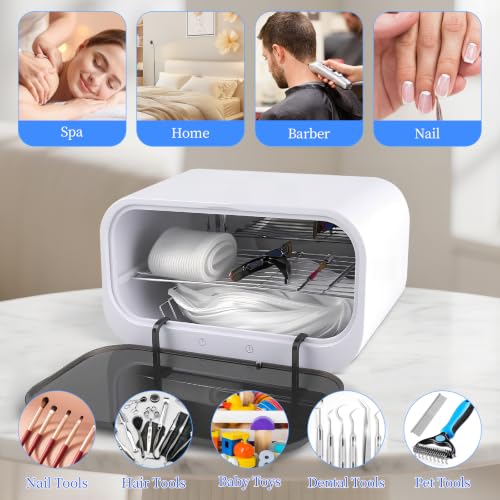 Nail Tool Cleaning Machine with UV Sanitizer and 12L Capacity - Double Layer Cabinet