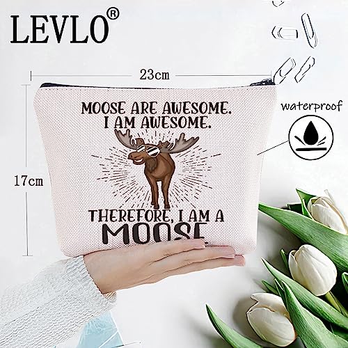 LEVLO Moose Cosmetic Makeup Bag - Makeup Zipper Pouch Bag For Moose Fans