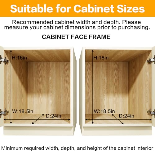 2-Tier Pull Out Kitchen Cabinet Organizer - 17" W x 21" D Shelf & Drawer Storage
