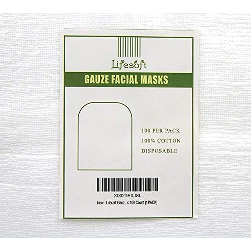 Gauze Facial Mask, 100% Cotton Gauze Facial Paper Sheet for Facial Spa, High Frequency Treatments 100 Count