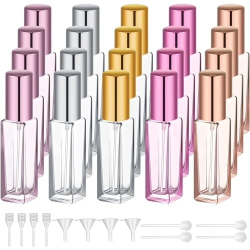 20 Pcs 10ml Refillable Travel Perfume Bottles Set with Funnels & Droppers