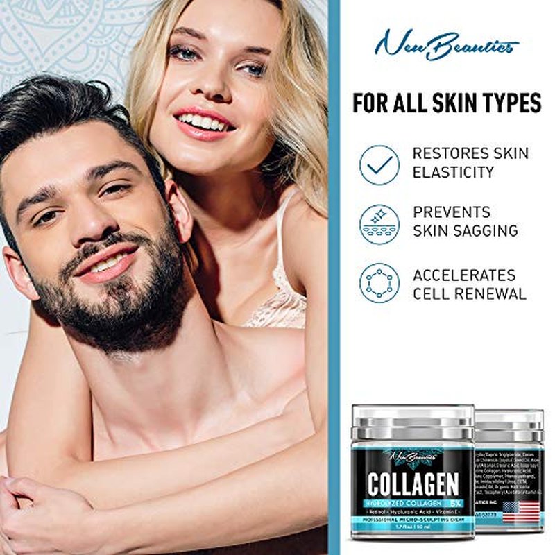 Collagen Cream For Face - Anti Aging Night Women Made In USA Wrinkle With Retinol Hyaluronic Acid Firming & Hydrating Effect Facial Cream, 50 ml