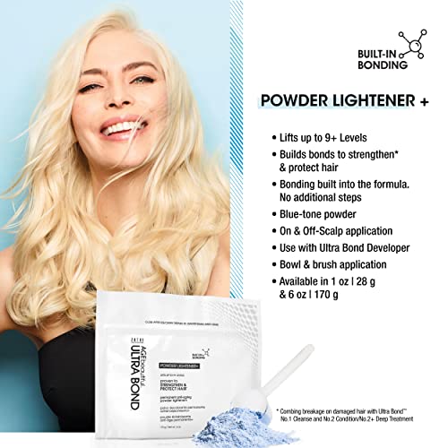 AGE Beautiful Permanent Powder Hair Lightener - 6oz, Ultra Bond Formula, Up to 9+ Levels, Professional Highlights