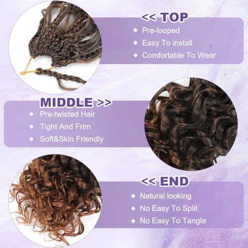 BATISI Gogo Curl Crochet Hair 8 Packs Short Ombre 10 Inch Pre-Looped Synthetic Extensions for Women