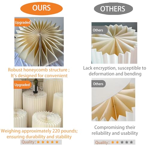 Havenlux Round 5-Pack Foldable Cylinder Pedestal Stands for Party Decor, Wedding & Event Backdrops