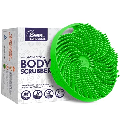 Antimicrobial Silicone Body Scrubber - Green - Shower Hanger & Deep Exfoliation