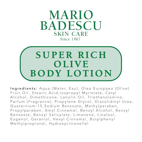 Mario Badescu Super Rich Olive Body & Hand Lotion 16 Fl Oz - Nourishing Moisturizer for All Skin Types