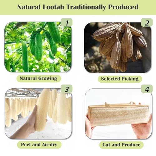 Natural Loofah Bath Sponge, 28 in Back Scrubber for Bath, Exfoliating Body Scrubber, Shower Loofah Scrubber for Women and Men, Shower Loofah Sponge to Clean Body Deeply, Invigorate Skin