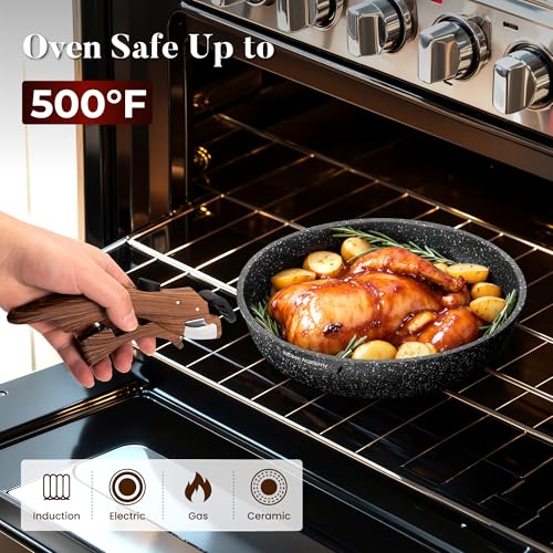 Black Removable Handle Induction Pots and Pans Set - 10 Piece Non-Stick Cookware for RV & Camping