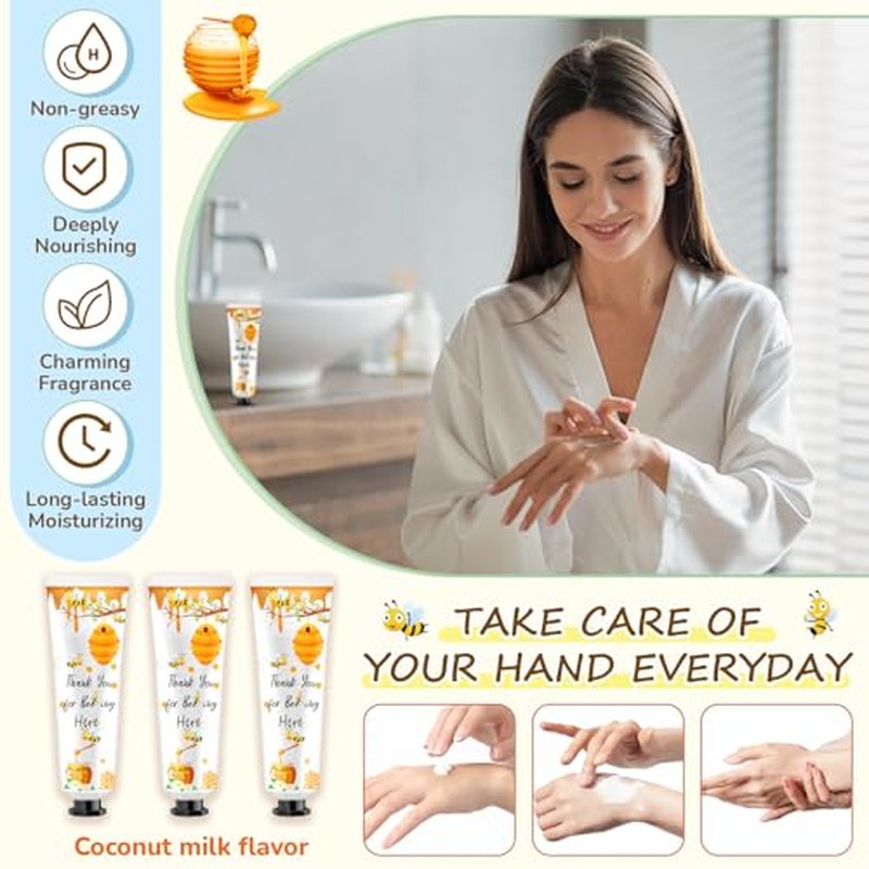 24 Sets Honey Hand Cream Gifts Bulk Baby Shower Favors for Guest a Little Honey Is on The Way Thank You for Bee-ing Here Travel Size Lotion with Organza Bags