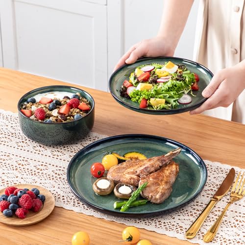 Vancasso Starry Green 12-Piece Dinnerware Set for 4 - Ceramic Plates & Bowls