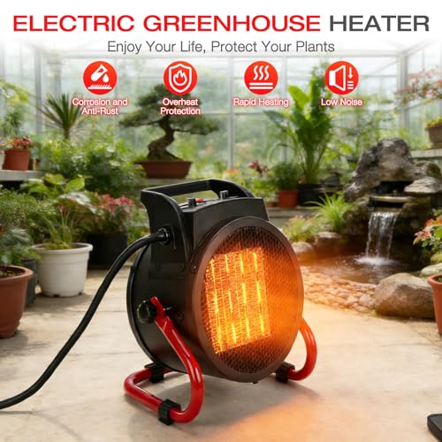 Greenhouse Heater with Digital Thermostat 1500W - Red Variation