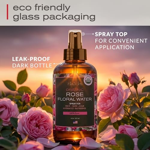 Organic Rose Water Spray for Face & Hair - 8 Oz - Alcohol-Free, Pure & Hydrating