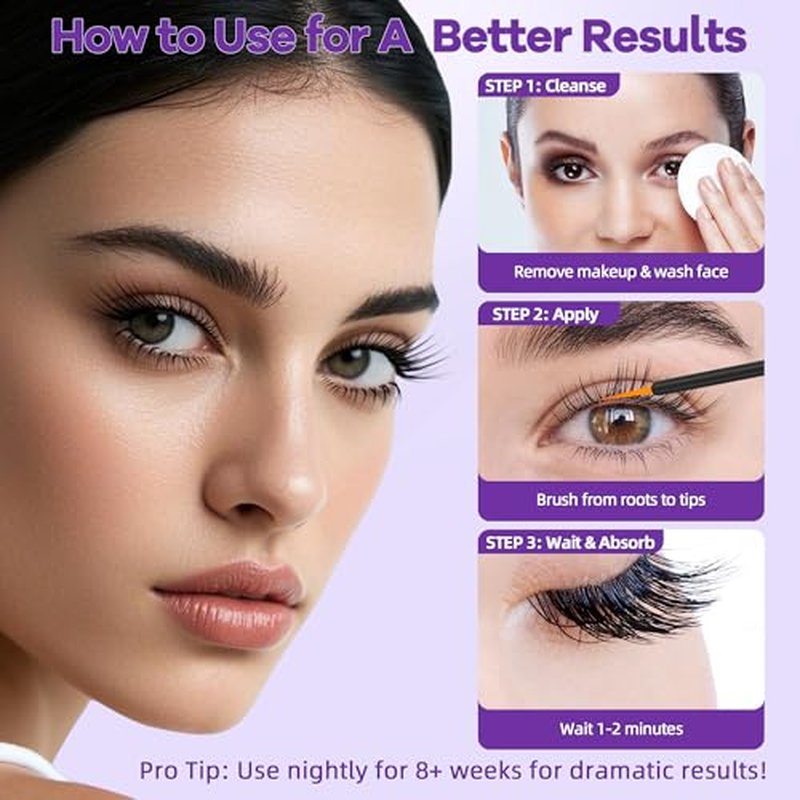 Eyelash Growth Serum for Longer Thicker Lashes, Natural Vegan Lash Enhancer, Safe for Sensitive Eyes, Gifts for Women Girlfriend, 4ml (0.13Fl Oz) Silver