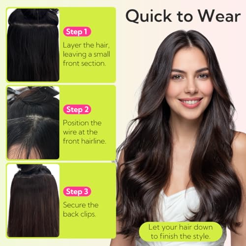 Hotbanana Invisible Wire Hair Extensions - 12 Inch 70g Chocolate Brown & Caramel Balayage