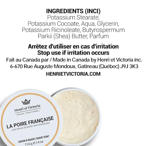 Traditional Shaving Soap for Men - La Poire Française Fragrance, 114g