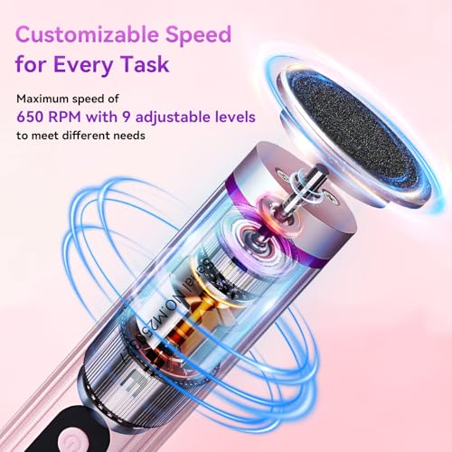 FAMILIFE Electric Foot File Callus Remover ? Rechargeable Pedicure Tool with Display Screen, Replaceable Sandpaper Discs, Forward & Reverse Rotation, for Men and Women