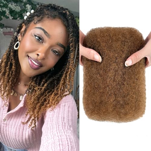 Serreal Afro Kinkys Bulk 12in 50g Human Hair for Braiding, Light Brown 12"