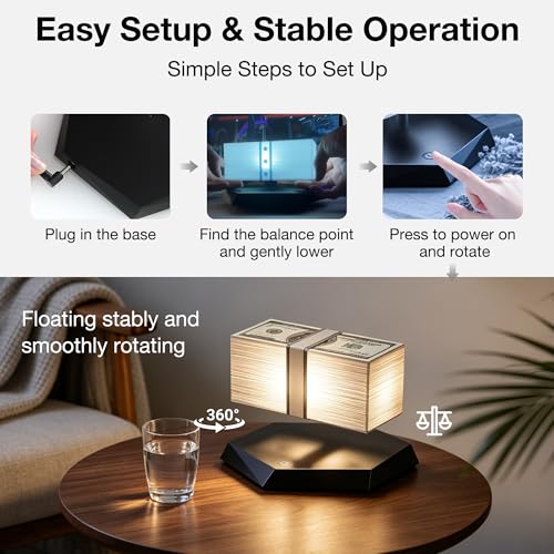 Floating Money Lamp with Magnetic Levitation - 3 Color Desk Light for Office & Gaming Room