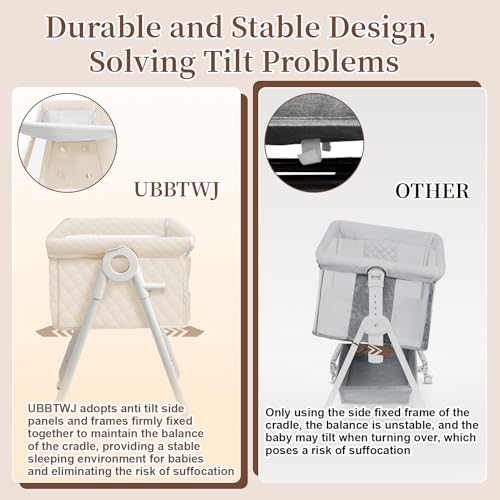 Baby Bassinet Bedside Crib with Storage & 4-in-1 Convertible Modes - White
