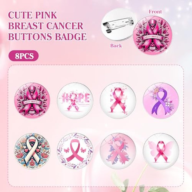 36 Pcs Breast Cancer Awareness Items Bulk, Pink Breast Cancer Awareness Accessories Decorations Include Breast Cancer Bracelets, Pins Buttons, Temporary Tattoo Stickers