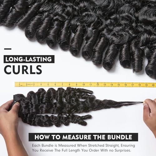 Tmbitto Burmese Curly Human Hair Bundles 16 Inch Natural Black 3C4A Spiral Weave