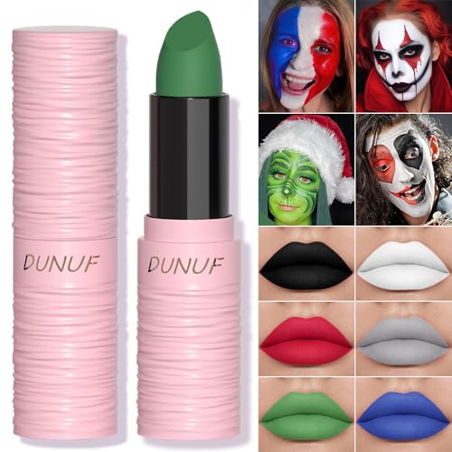 St Patrick¡¯s Day Green Matte Lipstick for Women, Green Lip Face Body Paint Stick, Halloween SFX Witch Makeup Elphaba Costume Face Paint Stick, Waterproof Long Lasting Lip Balm for Goth Clown Makeup
