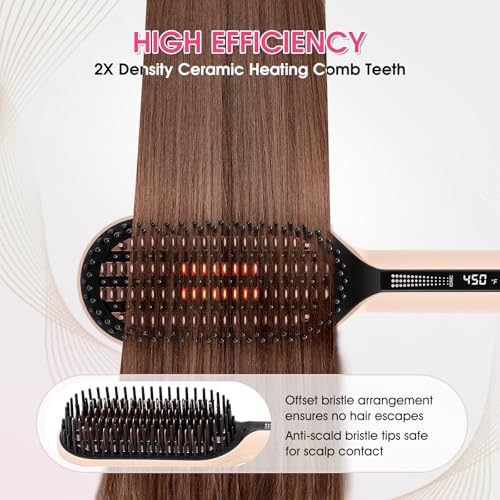 Pink Ionic Hair Straightener Brush for Fast, Safe Styling - AraSyleon