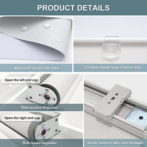 AOSKY Blackout Cordless Roller Shade for Indoor Windows 70x72 White - Energy Efficient & Safe