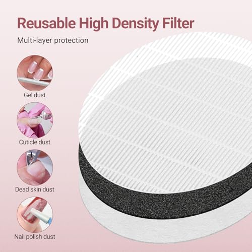 YLYYCC Pink Professional Nail Dust Collector Quiet for Home & Salon Use