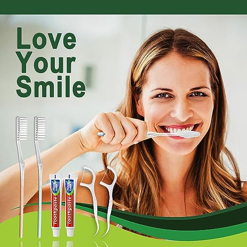 100pcs Disposable Toothbrushes with Toothpaste & Floss - 2 Colors, Travel Set