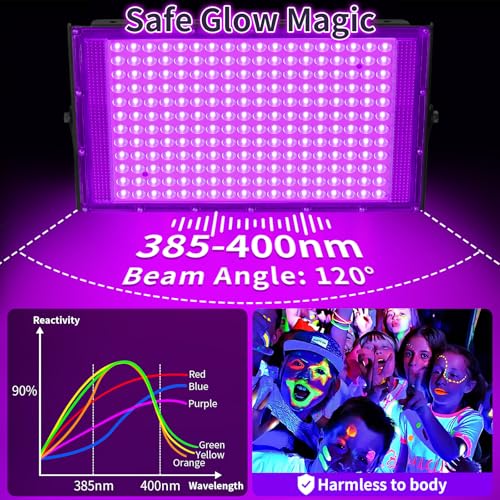 YAYIT 200W Black LED Blacklight Flood Light 4 Pack Waterproof IP66 with Switch